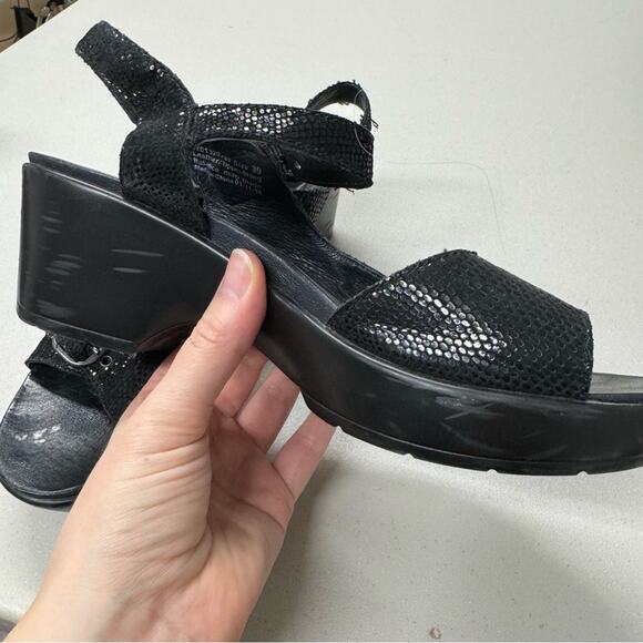 Dansko Black Sparkle Leather Platform Strappy Sandals Womens 39 Comfort Shoes - Picture 11 of 14